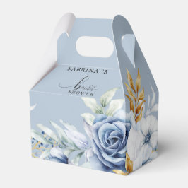 Dusty Blue White Gold Floral Wedding Geschenkschachtel