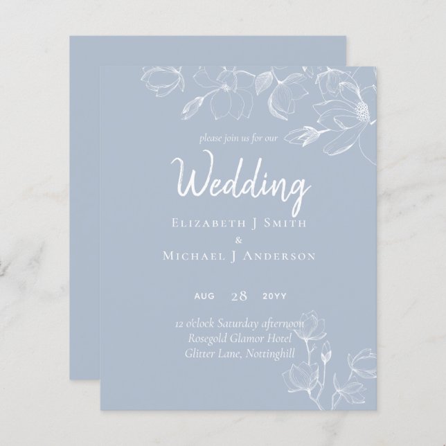 Dusty Blue White Magnolias Wedding (Vorne/Hinten)