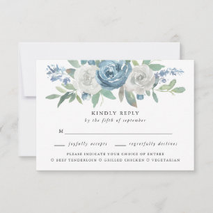 Dusty Blue & White Mariage Meice Choice RSVP