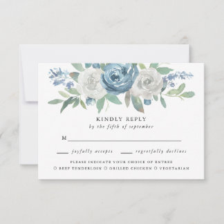 Dusty Blue & White Mariage Meice Choice RSVP