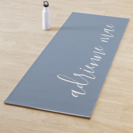 Dusty Blue & White Personalisiert Reversible Yogamatte