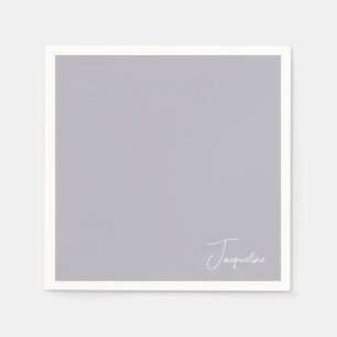 Dusty Blue White Script Name Showcocktail Serviette