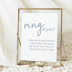 Dusty Blue & White Simple Brautparty Ringjagd Poster