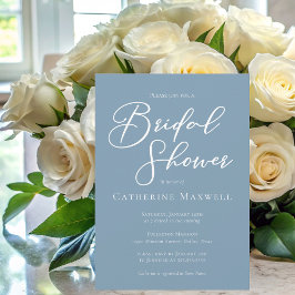 Dusty Blue White Typografy Coastal Brautparty Einladung