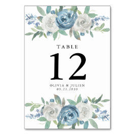 Dusty Blue & White Wedding Tischnummer Cards