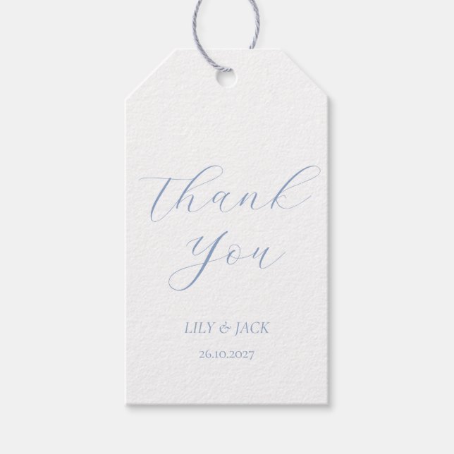 Dusty Blue & White Wedding Vielen Dank für Ihre Un Geschenkanhänger (Vorderseite)