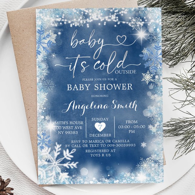 Dusty Blue & White Winter Baby Shower Invite11 Einladung (Von Creator hochgeladen)