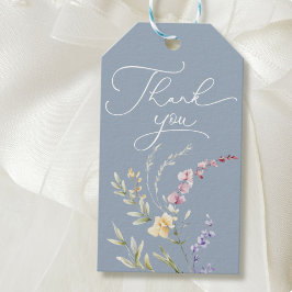 Dusty Blue Wildblume Baby Dusche Vielen Dank Geschenkanhänger