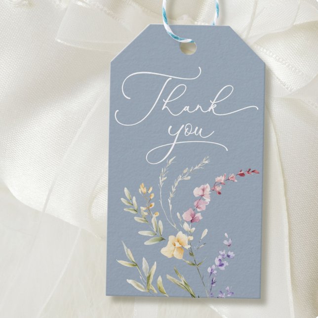 Dusty Blue Wildblume Baby Dusche Vielen Dank Geschenkanhänger (Von Creator hochgeladen)
