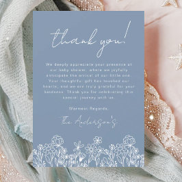 Dusty Blue Wildblume Baby in Bloom Baby Shower Dankeskarte