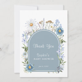 Dusty Blue Wildblume Baby in Bloom Baby Shower Dankeskarte
