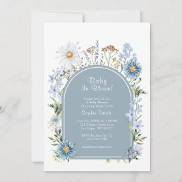 Dusty Blue Wildblume Baby in Bloom Baby Shower Einladung