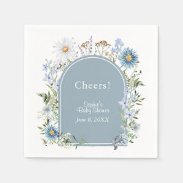 Dusty Blue Wildblume Baby in Bloom Baby Shower Serviette