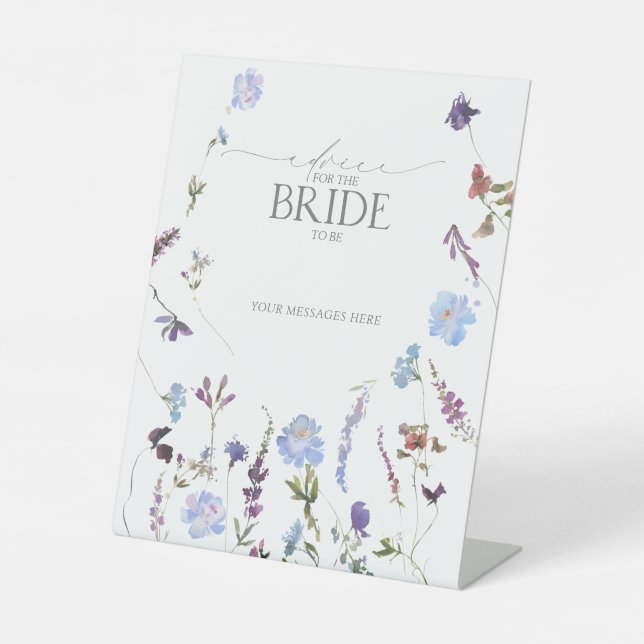 Dusty Blue Wildblume Beratung zur Braut Sockelschild (Vorderseite)