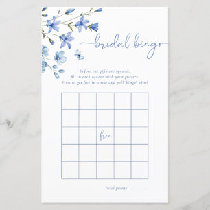 Dusty Blue Wildblume Bingo Brautparty Game