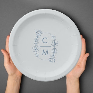 Dusty Blue Wildblume Bohemisch Arch Wedding Pappteller