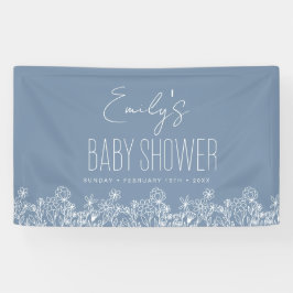 Dusty Blue Wildblume Boho Baby Shower Banner