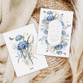 Dusty Blue Wildblume Boho Chic Garden Wedding Folieneinladung