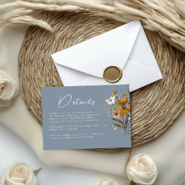 Dusty Blue Wildblume Boho Wedding Details Begleitkarte