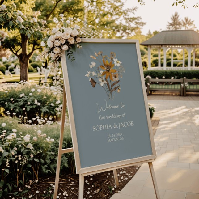 Dusty Blue Wildblume Boho Wedding Welcome Poster (Von Creator hochgeladen)