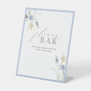 Dusty Blue Wildblume Brautparty Blume Bar Sockelschild