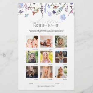 Dusty Blue Wildblume Brautparty Game