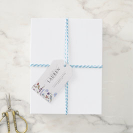 Dusty Blue Wildblume Brautparty No Wrap Geschenkanhänger