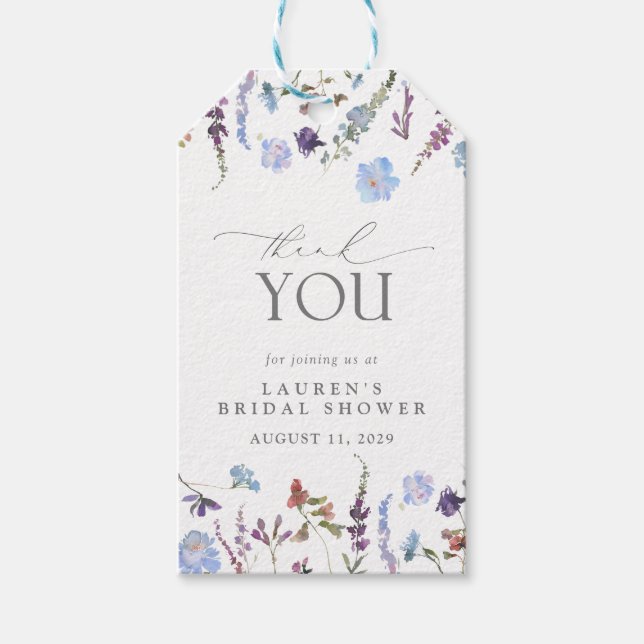 Dusty Blue Wildblume Brautparty Personal Geschenkanhänger (Vorderseite)