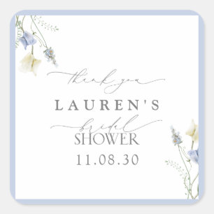 Dusty Blue Wildblume Brautparty Vielen Dank Quadratischer Aufkleber