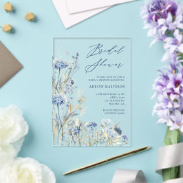 Dusty Blue Wildblume Bridal Dusche Einladung
