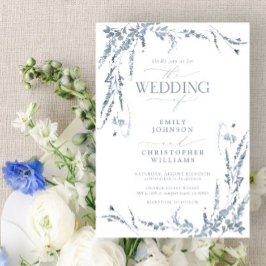 Dusty Blue Wildblume Calligraphy Wedding Einladung