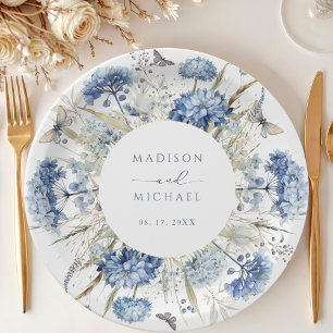 Dusty Blue Wildblume Floral Boho Wedding Pappteller