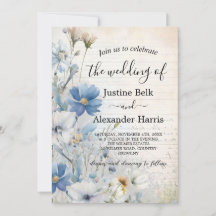 Dusty Blue Wildblume Foto QR Code Hochzeit
