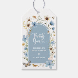 Dusty Blue Wildblume Garden Baby Shower Favoriten Geschenkanhänger