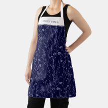 Dusty Blue Wildblume Muster Personalisiert Navy