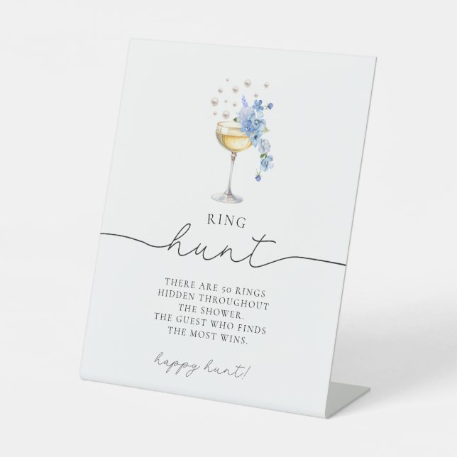 Dusty Blue Wildblume Pearls & Prosecco Ristorante  Sockelschild (Vorderseite)