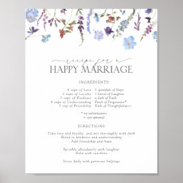 Dusty Blue Wildblume Rezept für eine glückliche Eh Poster