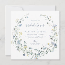 Dusty Blue Wildblume Rustic Boho Brautparty Einladung