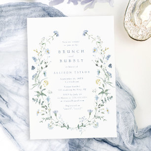 Dusty Blue Wildblume Rustic Boho Brautparty Einladung