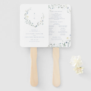 Dusty Blue Wildblume Rustic Boho Wedding Program Fächer