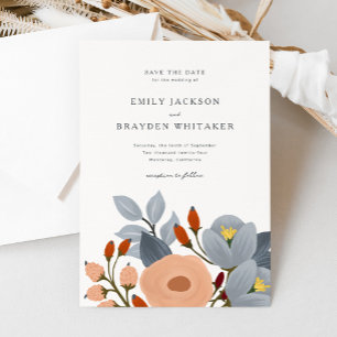 Dusty Blue Wildblume Save the Date Card