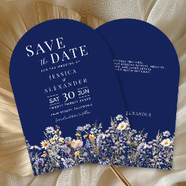 Dusty Blue Wildblume Wedding Arch Navy Rett Date Einladung