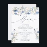 Dusty Blue Wildblume Wedding Menu Card Einladung<br><div class="desc">Unsere Kollektion "Dusty Blue Wildblume" umfasst Aquarellblauer Wildblume mit hellbraunen Akzenten und einer Kombination aus elegantem Drehbuch und klassischer Typografie. Diese Sammlung kann für viele Anlässe wie Hochzeit,  Brautparty und Geschäftskunst verwendet werden. Karo in unserem Shop für weitere Artikel aus dieser Kollektion.</div>