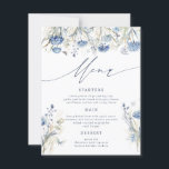 Dusty Blue Wildblume Wedding Menu Card Einladung<br><div class="desc">Unsere Kollektion "Dusty Blue Wildblume" umfasst Aquarellblauer Wildblume mit hellbraunen Akzenten und einer Kombination aus elegantem Drehbuch und klassischer Typografie. Diese Sammlung kann für viele Anlässe wie Hochzeit,  Brautparty und Geschäftskunst verwendet werden. Karo in unserem Shop für weitere Artikel aus dieser Kollektion.</div>