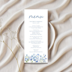 Dusty Blue Wildblume Wedding Menu Menükarte