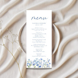 Dusty Blue Wildblume Wedding Menu Menükarte