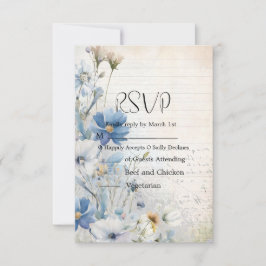 Dusty Blue Wildblume Wedding RSVP Karte