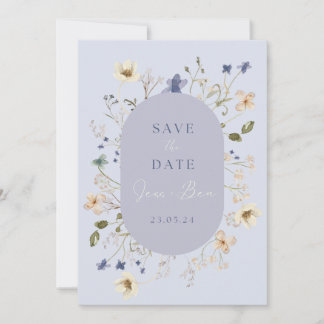 Dusty Blue Wildblume Wedding Save the Date Cards