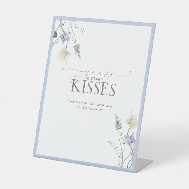 Dusty Blue Wildblume Wie viele Kisses Sockelschild (Vorderseite)