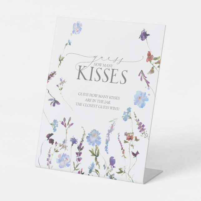 Dusty Blue Wildblume Wie viele Kisses Sockelschild (Vorderseite)